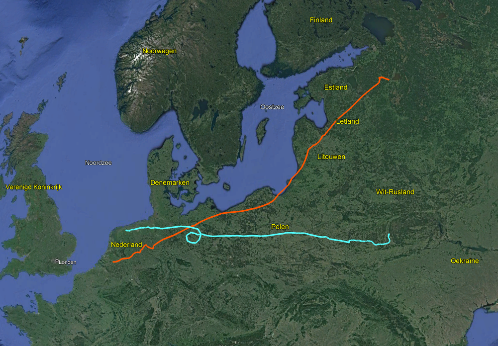 afgelegde routes kievit