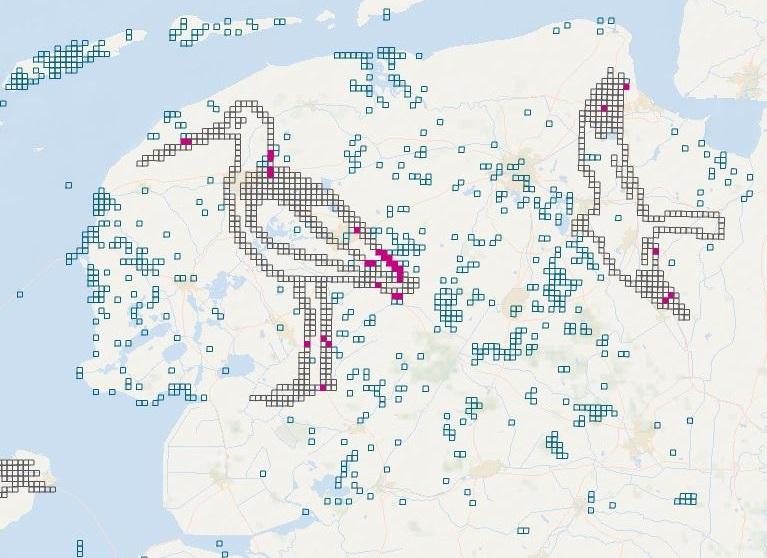 Vogelvorm op de kaart