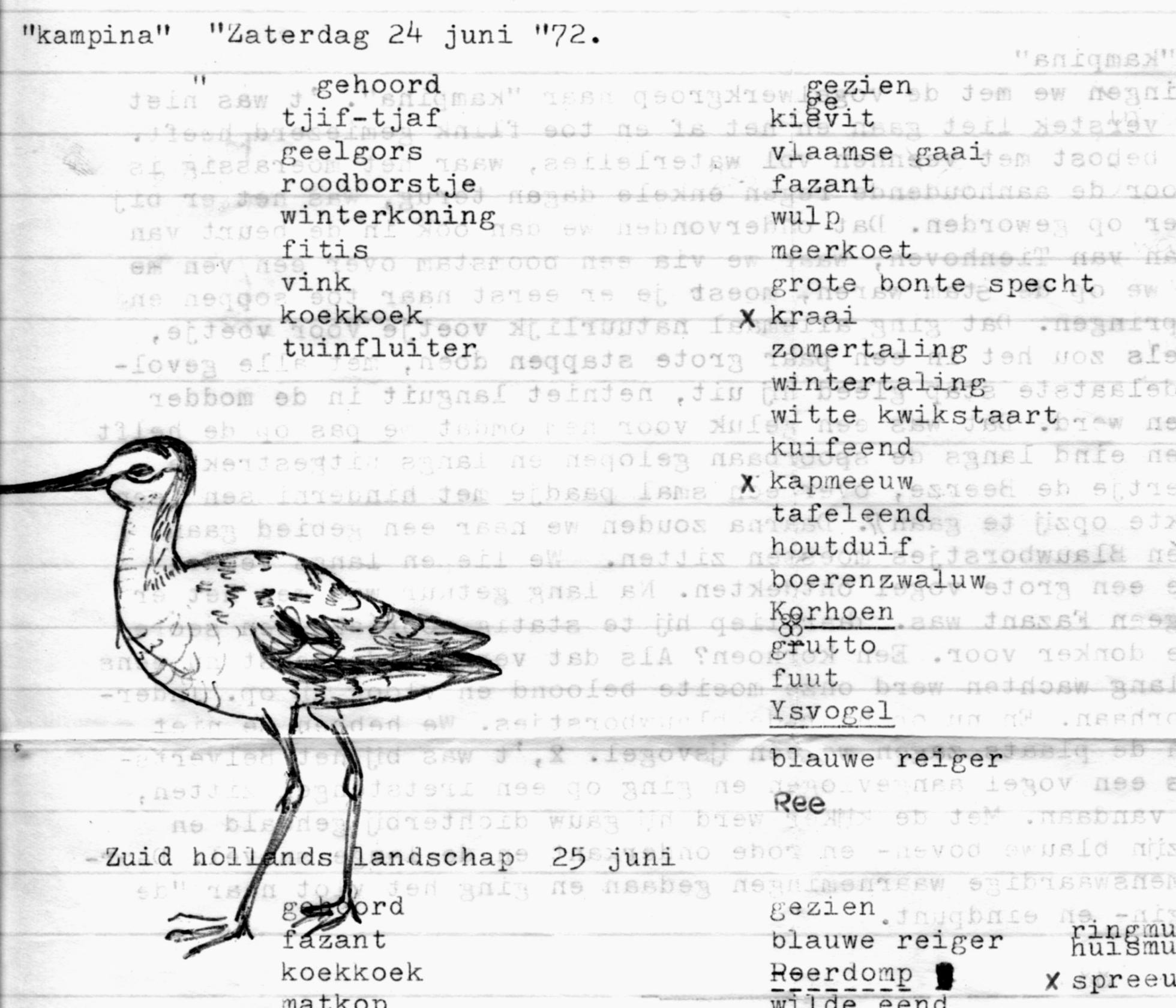 Verslag van Marian van bezoek aan de Kampina op 24 juni 1972.